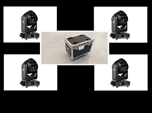 LIGHT INC Set van 4x MH-740 Wash met Flower Effect inc. Case