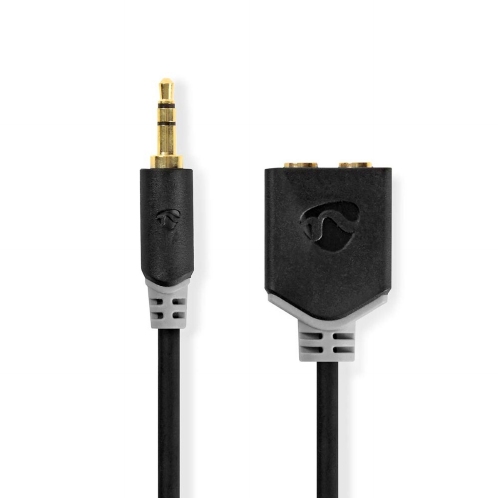 NEDIS Stereo Audiokabel 3,5mm Male en 2x 3,5mm Female - 0,20 meter