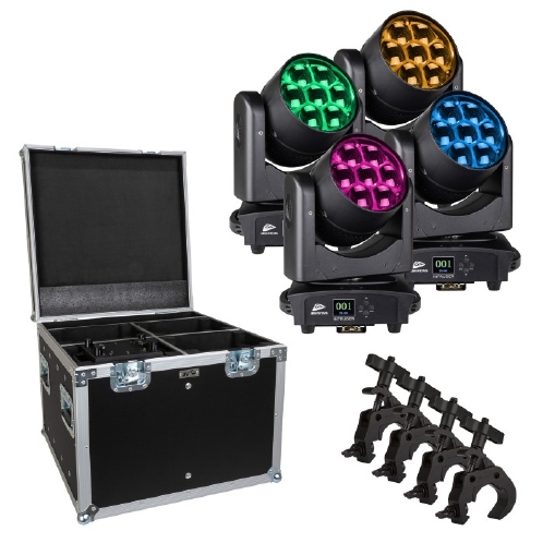 JB SYSTEMS Pack Intruder 4 Set 4x Intruder RGBW LED Wash inc. Flightcase