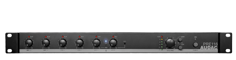 AUDAC PRE116 Installatiemixer 6 inputs & 1 stereo output