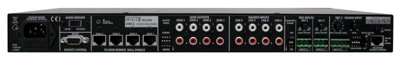 APART Audio ZONE4 4-zone voorversterker: 4 stereo uitgangen