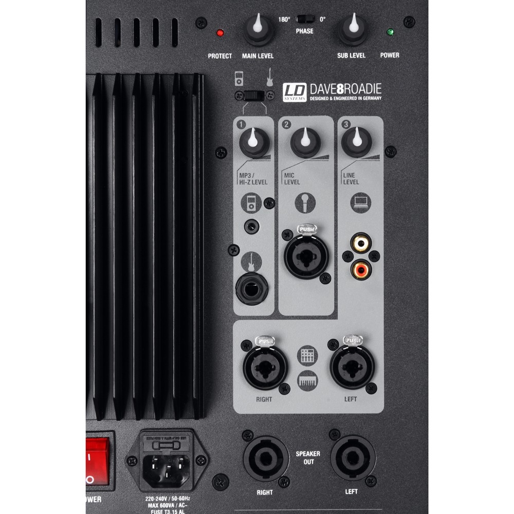LD SYSTEMS DAVE 8 ROADIE: actief systeem met mixer