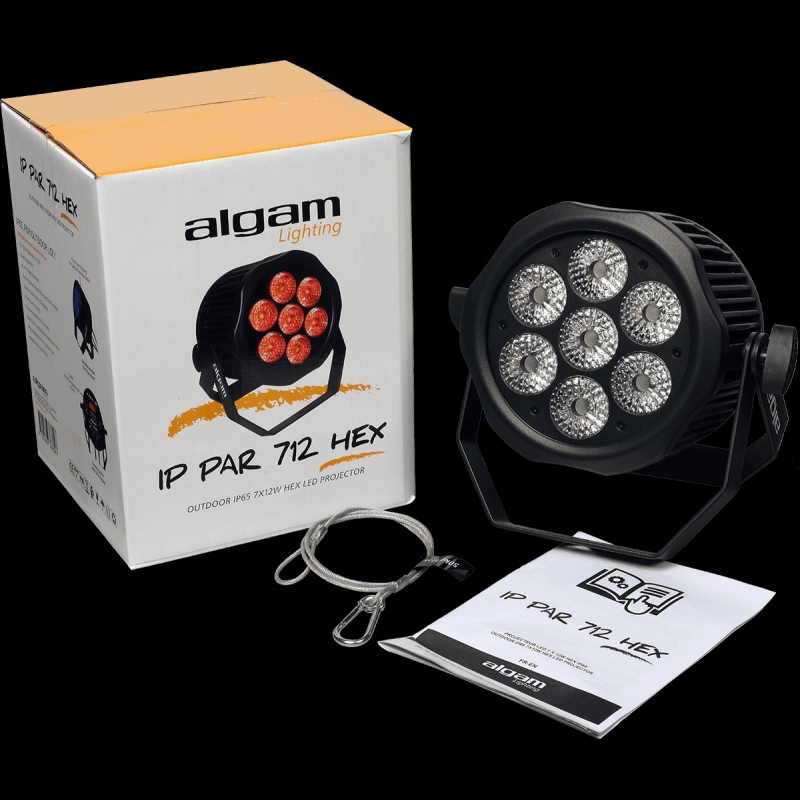 ALGAM LIGHTING IP-PAR-712-HEX IP65 7 x 12W RGBWAUV LED PAR
