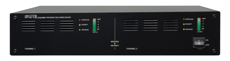 APART AUDIO / BIAMP PA2240BP 2 x 240W/100V Brugbaar 1x480W/100V