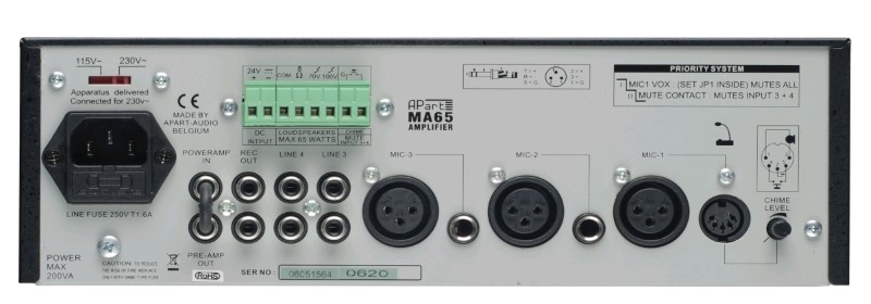APART Audio MA65 65W / 100V Compacte mengversterker