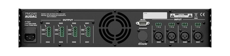 AUDAC PMQ240 Vierkanaals Eindversterker 100V / 70V / 8 Ohm