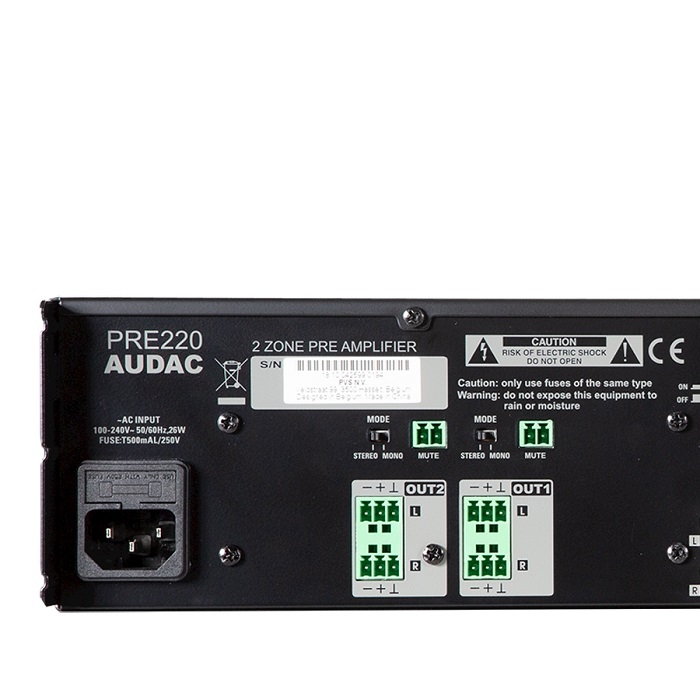 AUDAC PRE220 Zone-mixer 12 inputs & 2 output