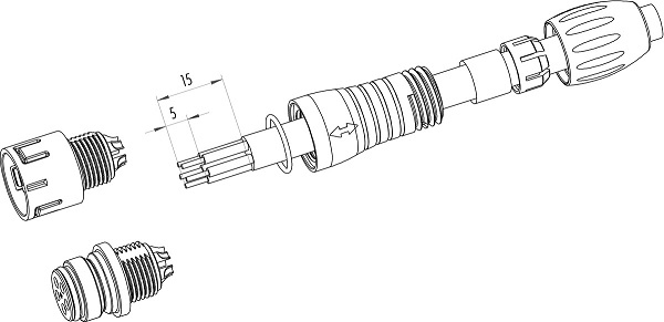 BINDER Kabeldeel 720 serie Male 5-polig (IP67)