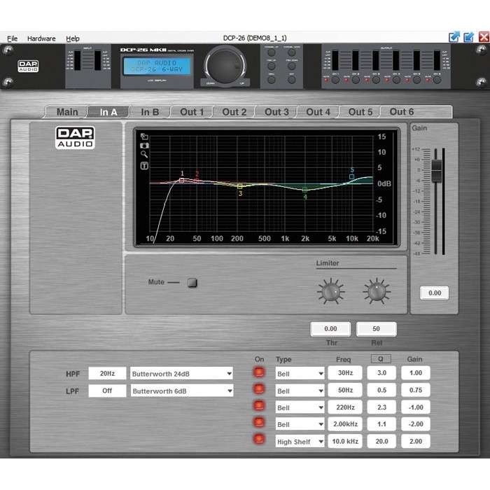 DAP DCP-26 MKII 6-kanaals Digitale Crossover