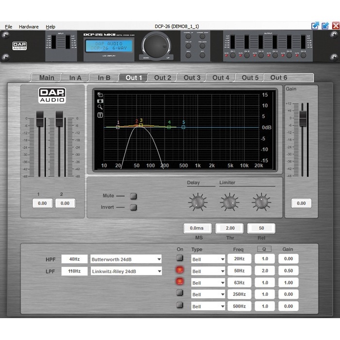 DAP DCP-26 MKII 6-kanaals Digitale Crossover