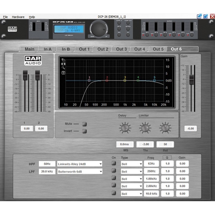 DAP DCP-26 MKII 6-kanaals Digitale Crossover
