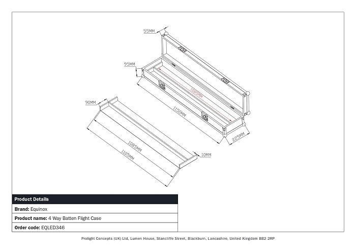 EQUINOX EQLED346 Flight Case voor Battens 4 stuks