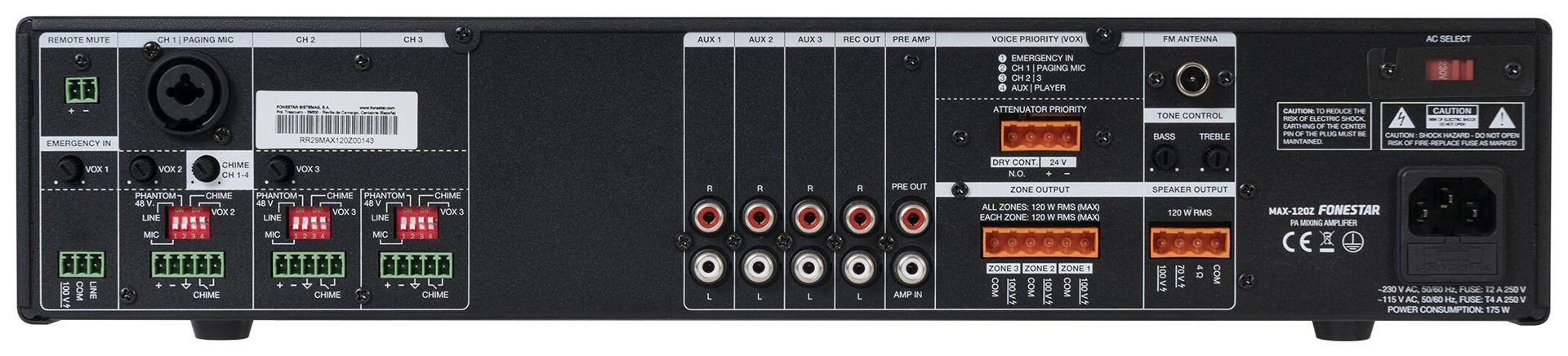 FONESTAR-MAX-120Z Mengversterker 5 zones 120W