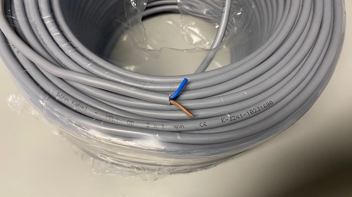 Installatiekabel grijs 2x1mm2 br-bl  meter