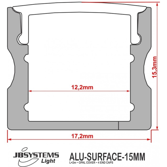JB SYSTEMS ALU Hoog opbouw profiel 15 mm - 2 meter