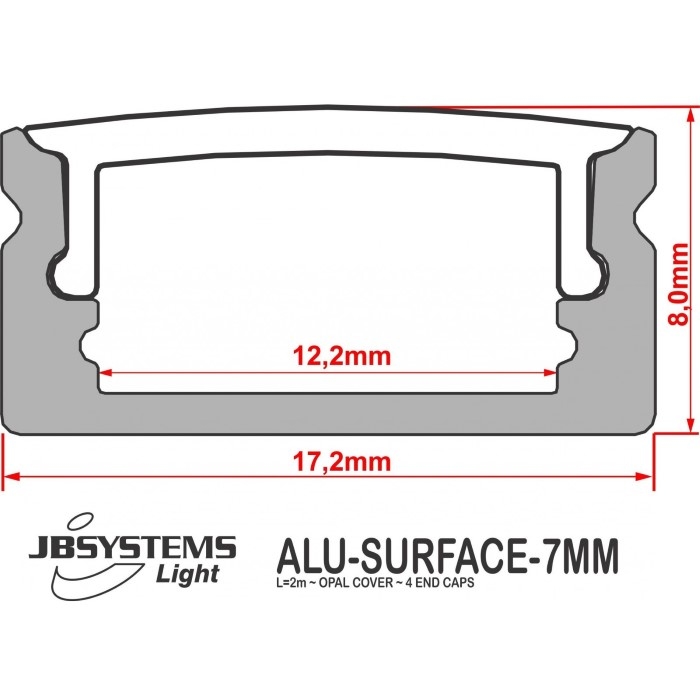 JB SYSTEMS ALU Laag opbouw profiel 7 mm - 2 meter