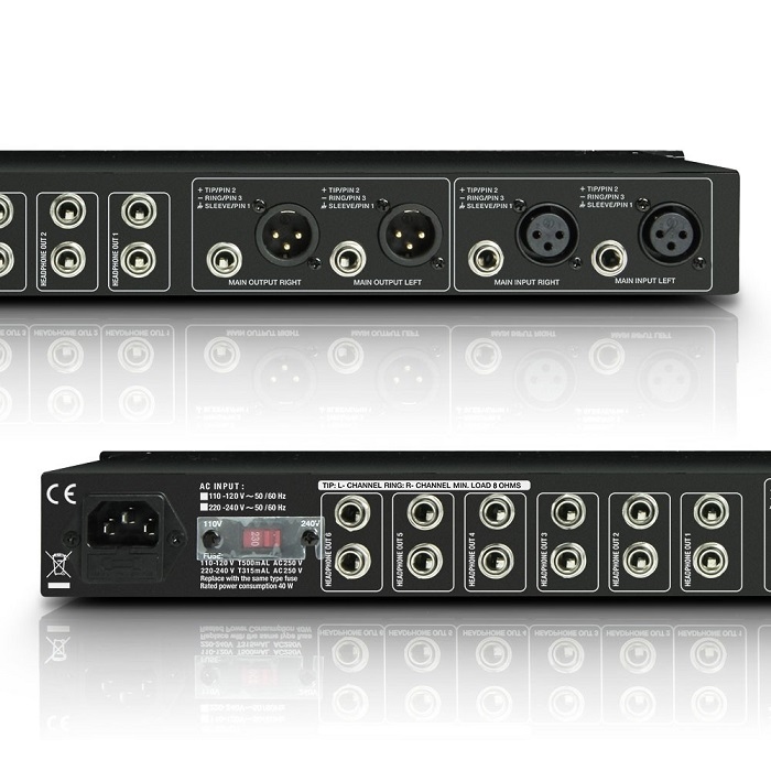 LD SYSTEMS HPA6 Hoofdtelefoonversterkers 6-kanaals 19 inch