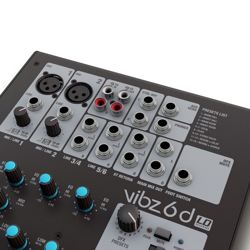 LD SYSTEMS VIBZ 6D - 6 kanaals mengpaneel met DFX - per stuk