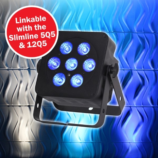 LEDJ Slimline 7Q5 RGBW par 7x 5W in zwarte behuizing