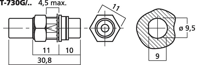 MONACOR T-730G/SW RCA doorvoeraansluiting