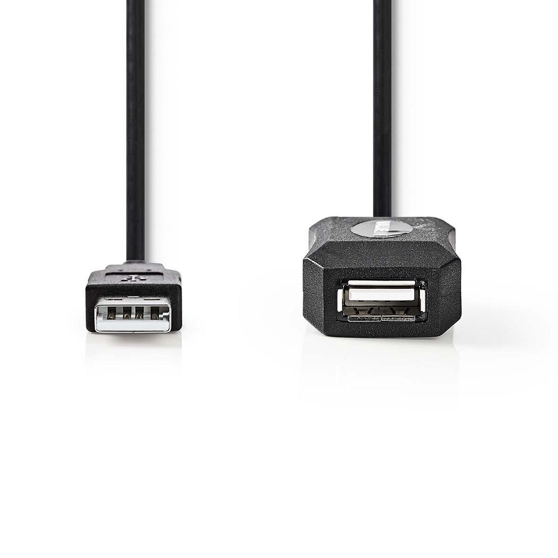NEDIS CCGP60EXTBK100 USB 2.0 Kabel - A Male - A Female Zwart