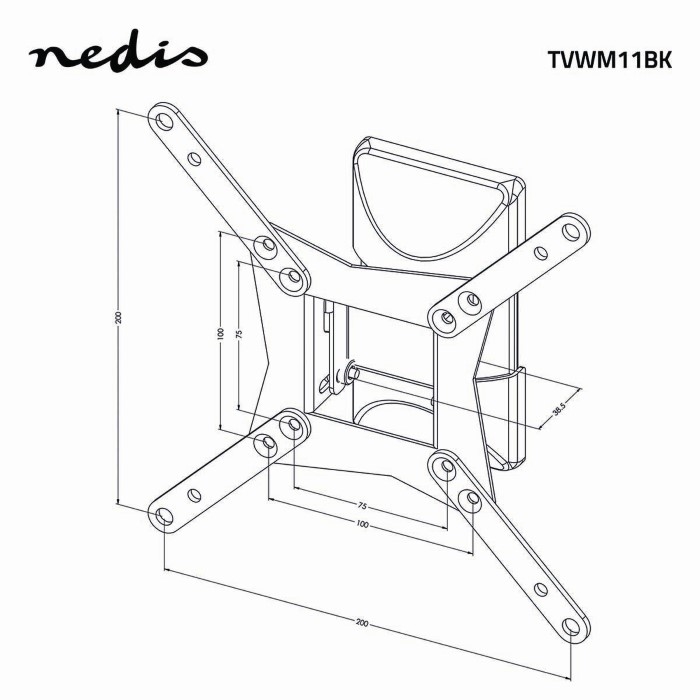 NEDIS TVWM11BK Draai- en Kantelbare TV-Muurbeugel