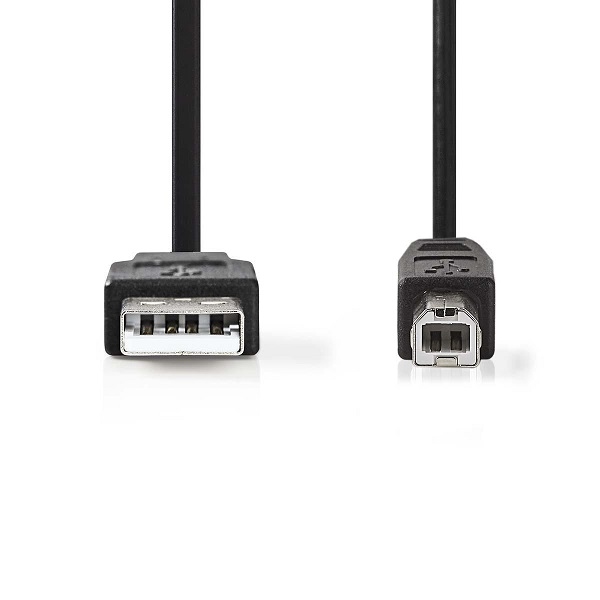NEDIS USB 2.0 Kabel - A Male / B Male - 0.5 meter - Zwart