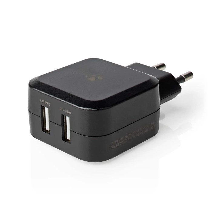 NEDIS WCHAU484ABK Oplader 24W - 2 x 2.4A - 2 Outputs USB-A
