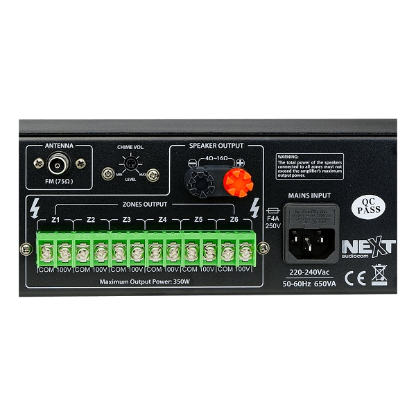 NEXT AUDIOCOM MX350 Mengversterker 6 zones 350W