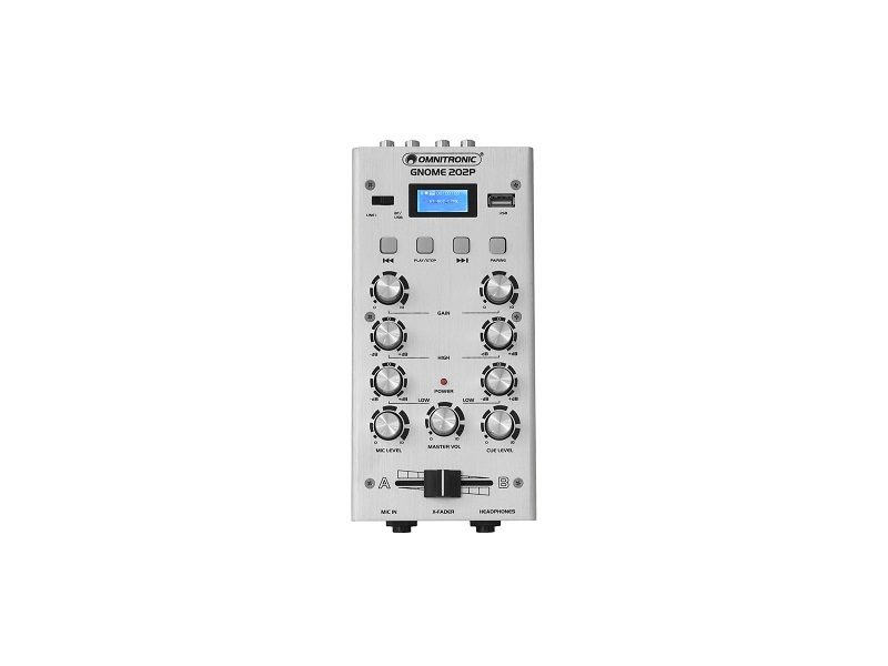 OMNITRONIC GNOME-202P DJ mixer 2-kan. Bluetooth, MP3 player