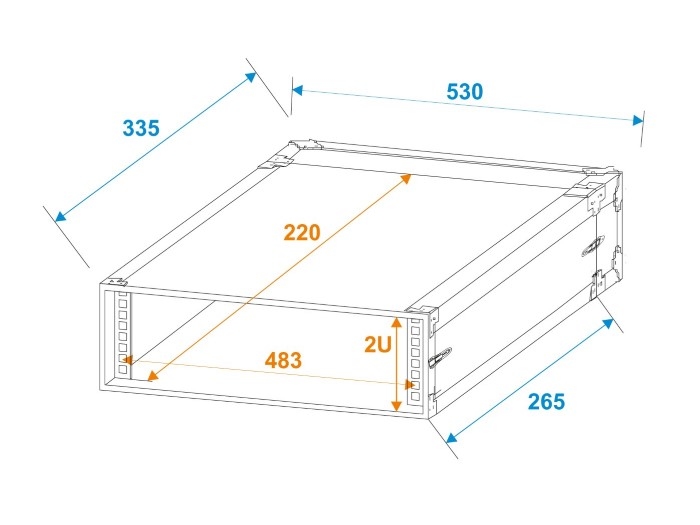 ROADINGER Flightcase Pro-versie 25 cm inbouwdiepte 2 HE