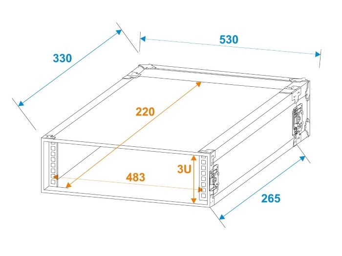 ROADINGER Flightcase Pro-versie 25 cm inbouwdiepte 3 HE
