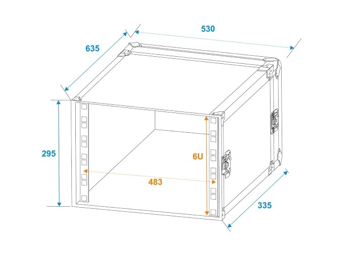 ROADINGER Flightcase Pro-versie 25 cm inbouwdiepte 6 HE