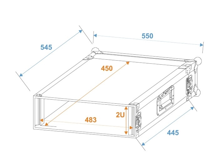 ROADINGER Flightcase Pro-versie 45 cm inbouwdiepte 2HE