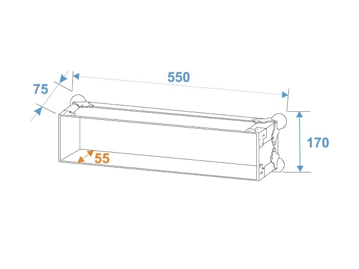 ROADINGER Flightcase Pro-versie 45 cm inbouwdiepte 2HE