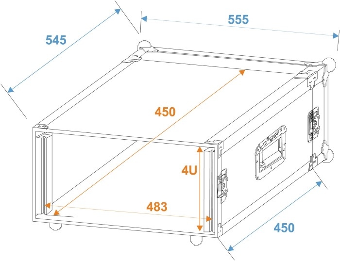 ROADINGER Flightcase Pro-versie 45 cm inbouwdiepte 4HE