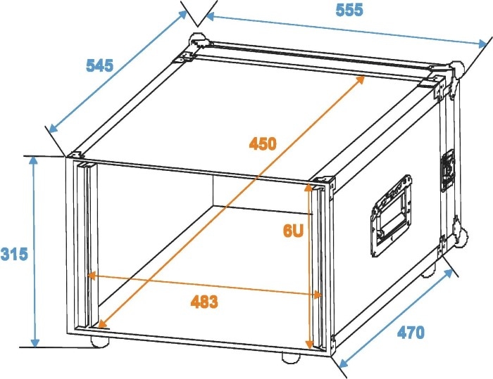ROADINGER Flightcase Pro-versie 45 cm inbouwdiepte 6HE