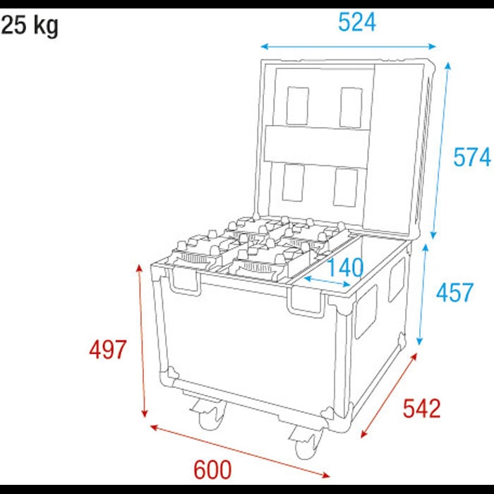 SHOWTEC Flightcase voor 4x Showtec Shark fixtures