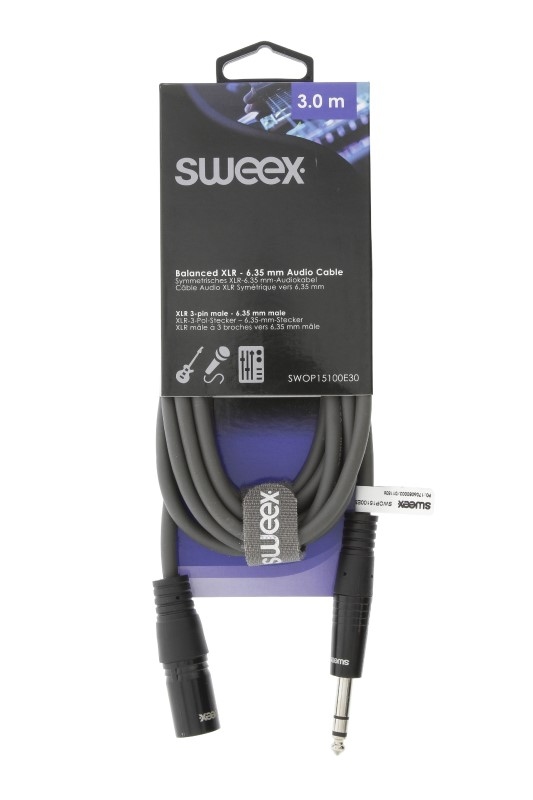 SWEEX LR Stereokabel XLR 3-Pins Male - 6.35 mm Male 3 meter