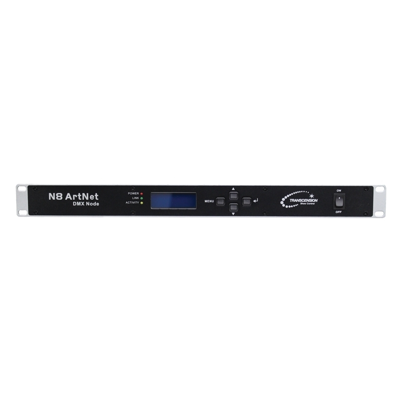TRANSCENSION N8 Eight Way Art-Net naar DMX processor