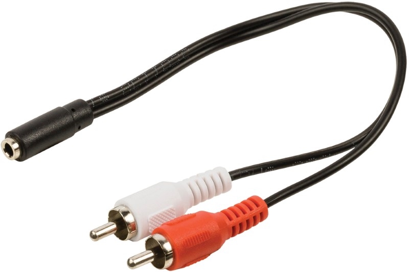 Verloopkabel  VLAP22255B02 Tulp (2x) - 3,5mm Jack Fem. 0,2m