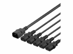 DELTACO Multi-Power-kabel IEC C14 naar 5x IEC C13