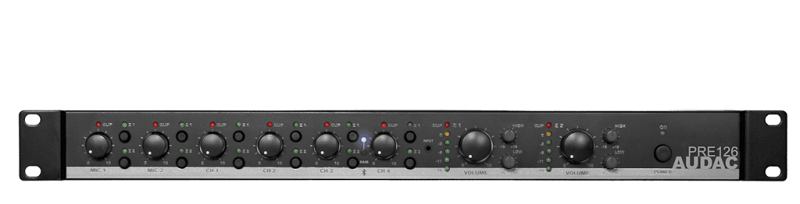 AUDAC PRE126 Installatiemixer 6 inputs & 2 zones